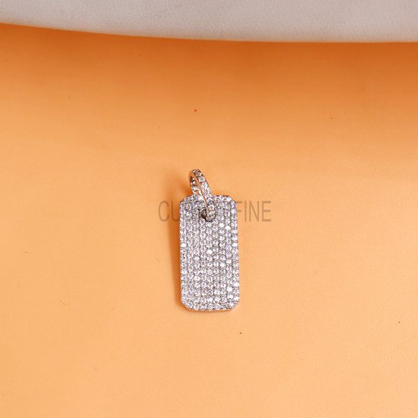 Moissanite Sterling Silver Dog Tag Charms, 925 Silver Dog Tag Charms, Moissanite Pendant Charms, Silver Charms, Moissanite Pendant Jewelry