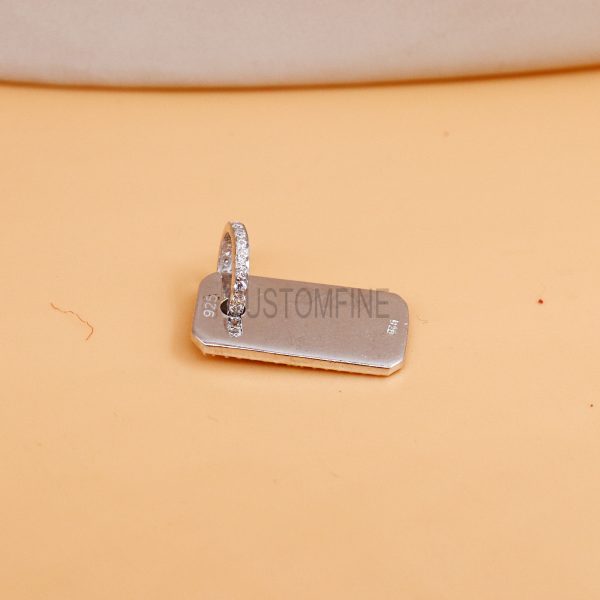 Moissanite Sterling Silver Dog Tag Charms, 925 Silver Dog Tag Charms, Moissanite Pendant Charms, Silver Charms, Moissanite Pendant Jewelry
