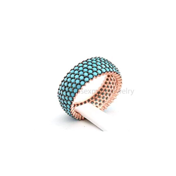 Sterling Silver Ring Turquoise band ring, Turquoise band, Turquoise Gemstone Ring, Real Turquoise Gemstone Ring, Stackable Dainty Band Ring