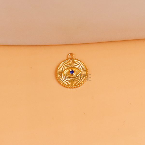 14k and 9k Yellow Gold Evil Eye Pendant, Gold Evil Eye Pendant, Silver Evil Eye Pendant, Evil Eye Charm, Handmade Evil Eye Charm Jewelry