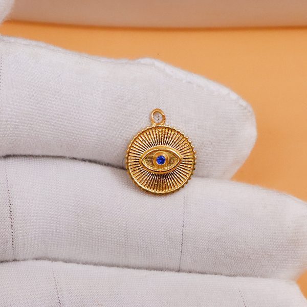 14k and 9k Yellow Gold Evil Eye Pendant, Gold Evil Eye Pendant, Silver Evil Eye Pendant, Evil Eye Charm, Handmade Evil Eye Charm Jewelry