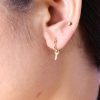 14K Gold Key Charm Hoop Earrings, 14k Gold Hoop, 14K Gold Earrings, 14K Gold Huggi, 14K Gold Jewelry, 14k Gold Huggies