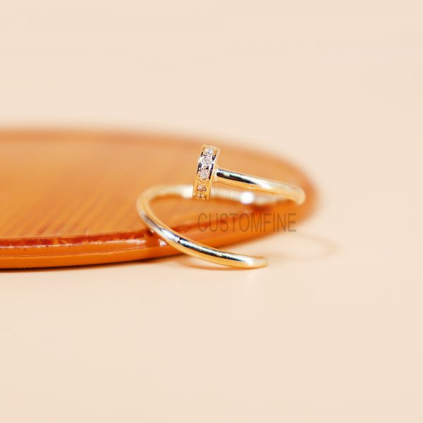 14k Natural Diamond Designer Nail Ring. Diamond Nail Ring, 14k Gold Ring, 14k Diamond Ring Jewelry For Women's