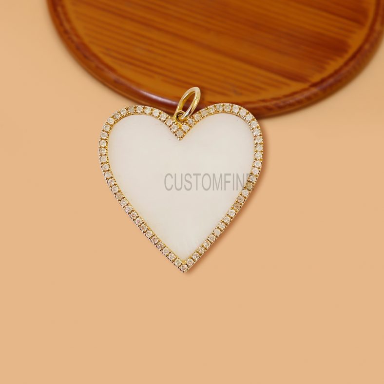 Handmade Pearl Heart Pendant, Sterling Silver Pearl Heart Pendant Jewelry, Gemstone Heart Pendant, Silver Gemstone Heart