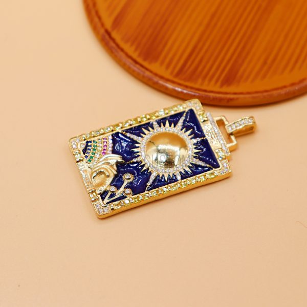 925 Sterling Silver Sun Enamel Pendant, Sun Enamel Gemstone Pendant,Handmade Silver Diamond Sun Pendant Jewelry