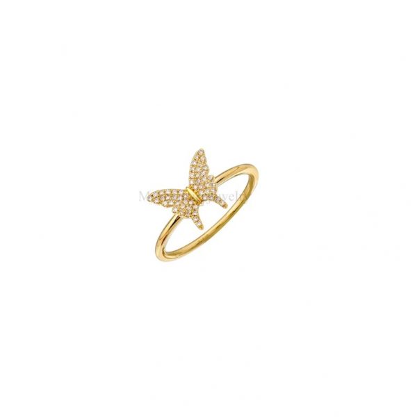 Butterfly Diamond Ring 14K White Gold Butterfly Ring, 14k White Gold Butterfly Ring, Butterfly Ring, Diamond Butterfly Ring