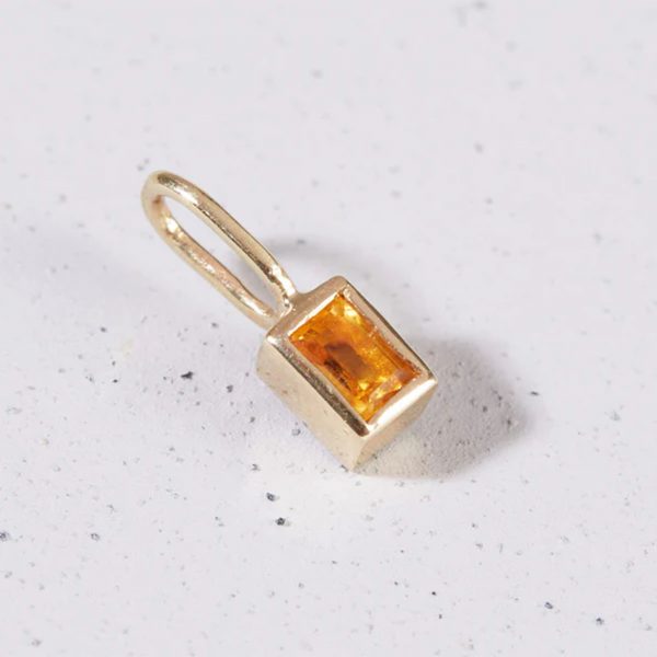 9k Gold Citrine November Birthstone Charm Necklace Handmade charm jewelry