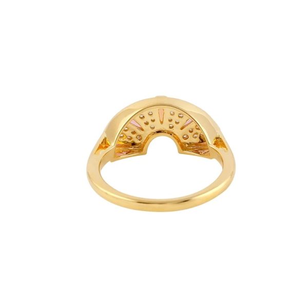 18k Gold Baguette Pave Diamond Half-Moon Ring, 18k Gold Half-Moon Ring, Gold Diamond Half-Moon Ring, Diamond Ring, Gold Ring, Handmade Ring