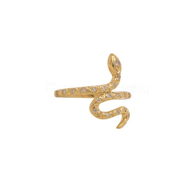 14k Natural Designer Diamond Snake Ring, Snake Ring, 14k Gold Ring, 14k Ring Jewelry For Women's, 14k Gold Snake Ring Jewelry