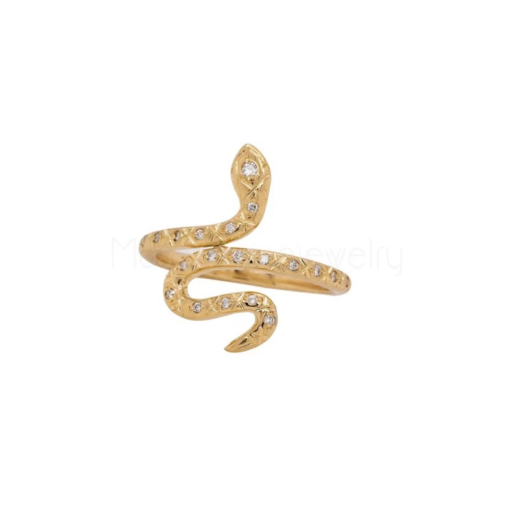 14k Natural Designer Diamond Snake Ring, Snake Ring, 14k Gold Ring, 14k Ring Jewelry For Women's, 14k Gold Snake Ring Jewelry