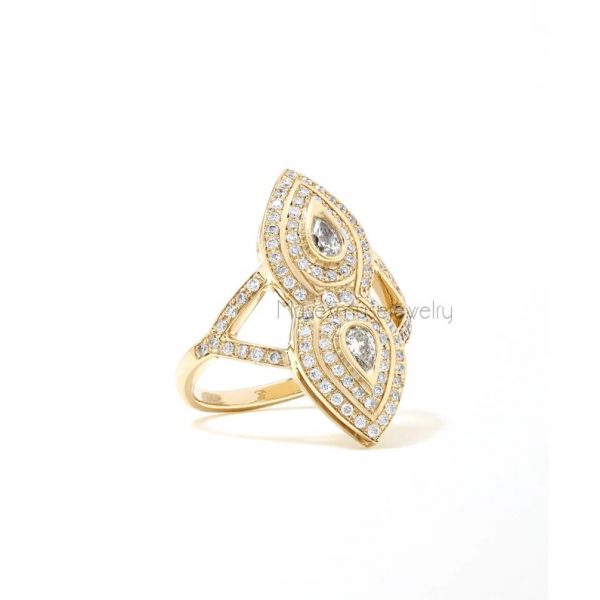 14k Gold Handmade Diamond Ring Jewelry, 14k Gold Ring, Diamond Ring Jewelry, Pave Rings