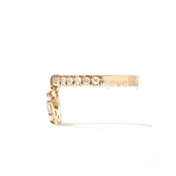 14k Gold Handmade White Topaz With Diamond Ring Jewelry, 14k Gold Ring, Diamond Ring Jewelry, Pave Rings
