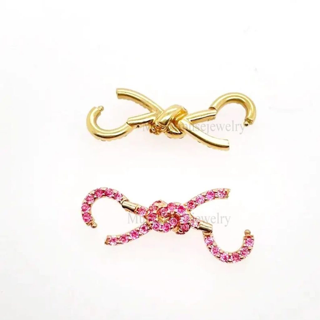 14k Yellow Gold Handmade Cubic Zircon Lobster Clasp Lock Findings Jewelry, 14k Clasp Lock, Gold Lock Jewelry