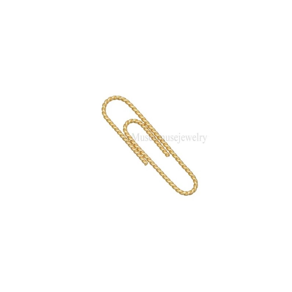14k Yellow Twisted Wire Gold Paper Clip Charm Holder Enhancer Lock, 14k Snap Lock, 14k Gold Charm Holder Lock, Paper Clip Gold