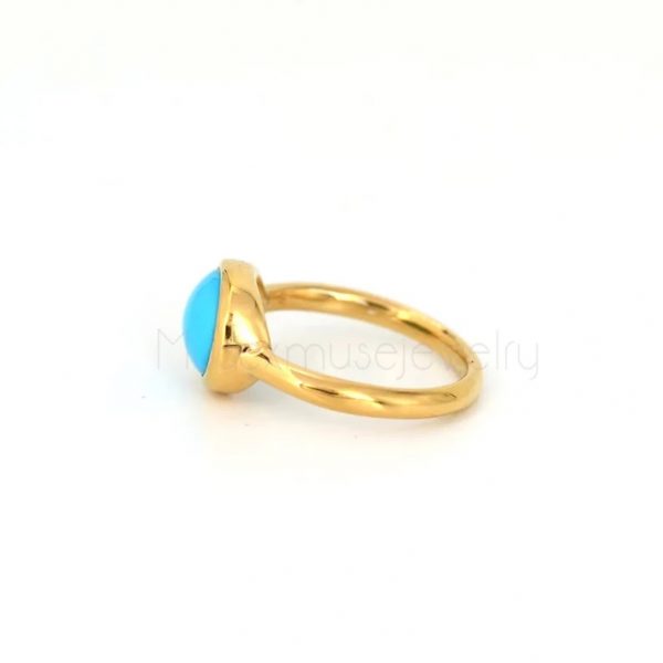 14k Gold Turquoise Handmade Ring Jewelry, 14k Turquoise Ring, Gold Turquoise Gemstone Ring Jewelry, 14k Gold Ring