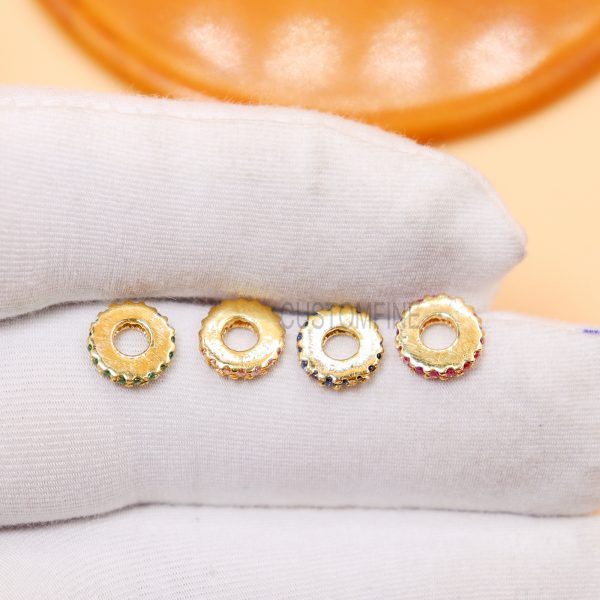 Multi Color Handmade Sterling Silver Round Spacer Beads Charm Holder, Gemstone Spacer Beads, Gemstone Round Beads