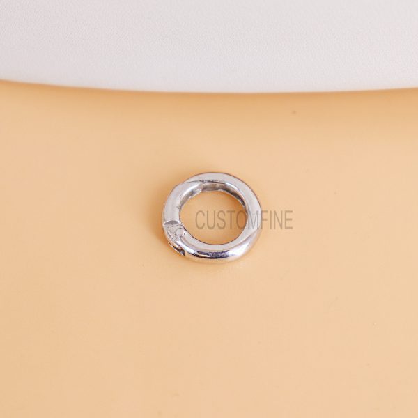 Yellow Gold Plating Round Shape Silver 15mm Openable Clasp Snap Lock, Silver Enhanver, Gold Charms Holder, Gold Filled Jewelry