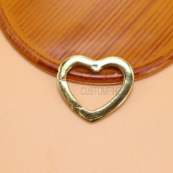 Multisapphire Handmade Heart Shape Push Snap Lock Jewelry, Silver Multisapphire Snap Enhancer Lock, Sterling Silver Charm Holder Lock