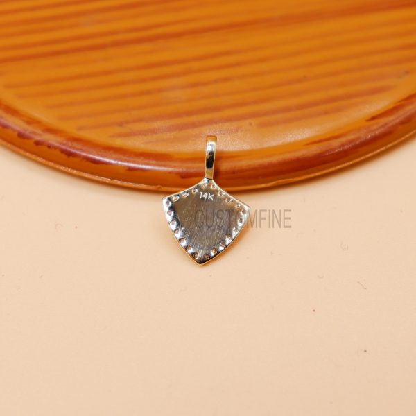 Small Engraveable Shield 14K Diamond Pendant, 14k Gold Engraveable Shield Necklace, Engraveable Shield Charms, 14k Gold Engraveable Shield