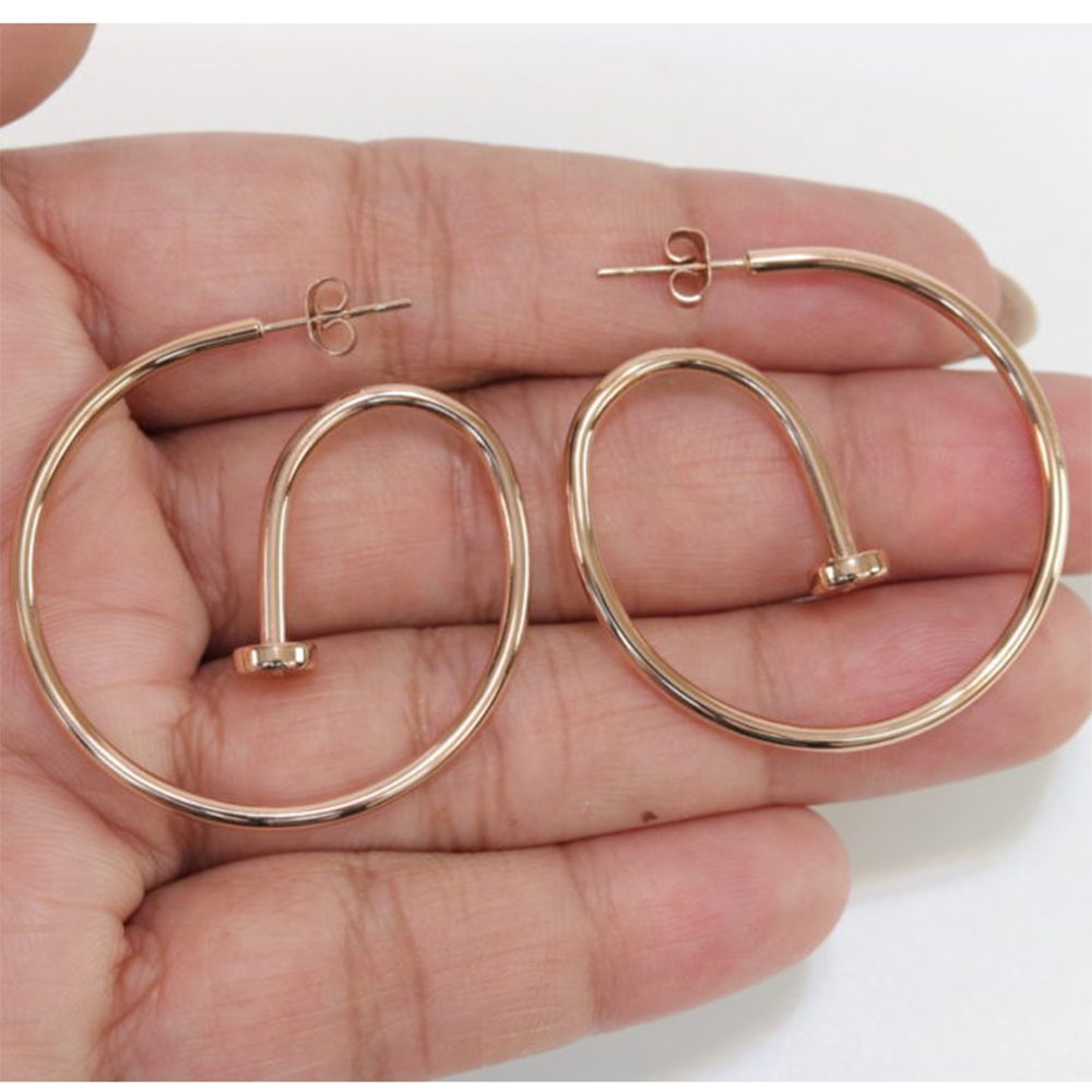 Rose gold plated Nail hoop earrings