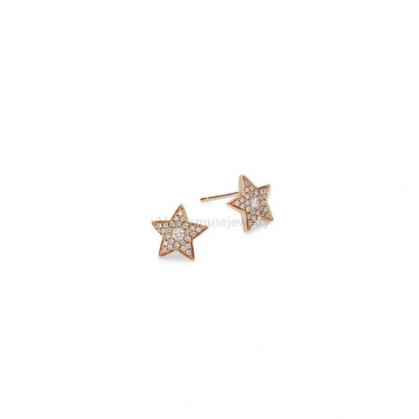 Natural Pave Diamond Star Stud Earrings, Silver Diamond Stud, Diamond Star Stud Earrings For Women, Silver Stud Earrings