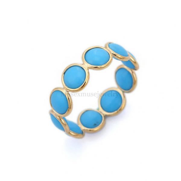 18k Gold Turquoise Handmade infinity Band Ring Jewelry, 18k Gold Turquoise Ring, Gold Band Ring Jewelry