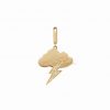 18ct Gold Natural Diamond Lightning Bolt With Cloud Charm Jewelry, 18k Gold Diamond Lightning Bolt With Cloud Charm Jewelry