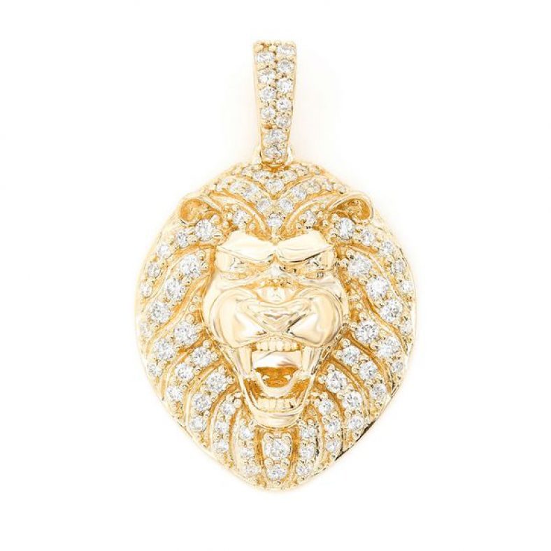 925 Sterling Silver Gold Plated Pendant Lion Head Pendant Charm Jewelry Handmade