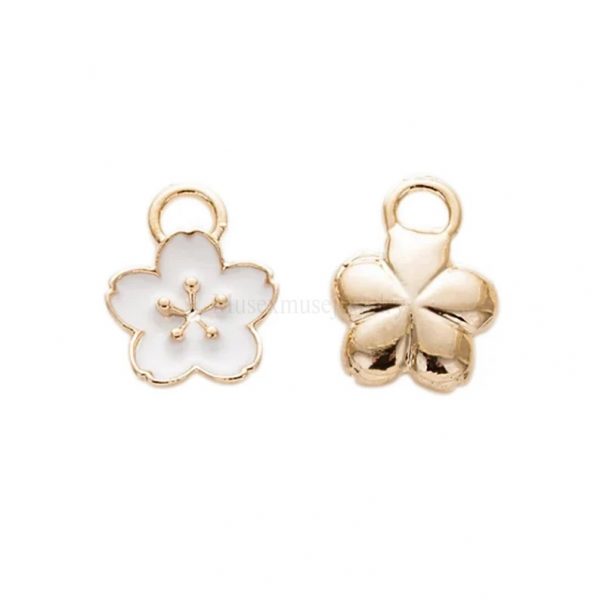 White Epoxy Flower Pendant, Enamel Flower Charm Pendant Jewelry, Silver Floral Charms, Designer Silver Enamel Flower Pendant Jewelry