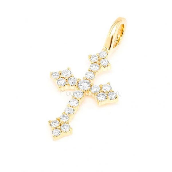 14k Gold Natural Diamond Handmade Tiny Cross Charms Pendant Jewelry, Diamond Gold Cross Charms, Gold Cross Charms
