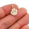14k Natural Pave Diamond Paw 14K Gold Charm, Natural Diamond Paw Charm Pendant Jewelry, Gold Tiny Paw Charms