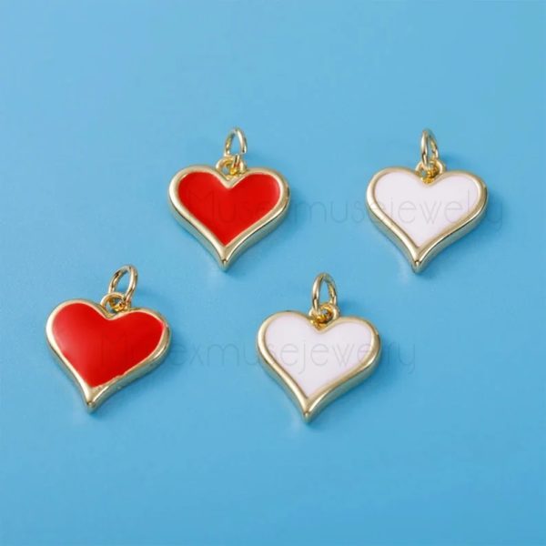 Enamel Heart Sterling Silver Charms Pendant Jewelry, Silver Heart Pendant, Tiny Enamel Heart Pendant Jewelry