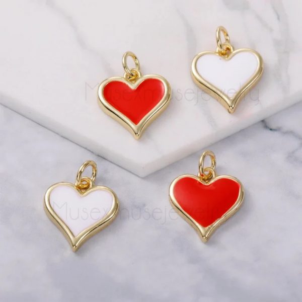 Enamel Heart Sterling Silver Charms Pendant Jewelry, Silver Heart Pendant, Tiny Enamel Heart Pendant Jewelry
