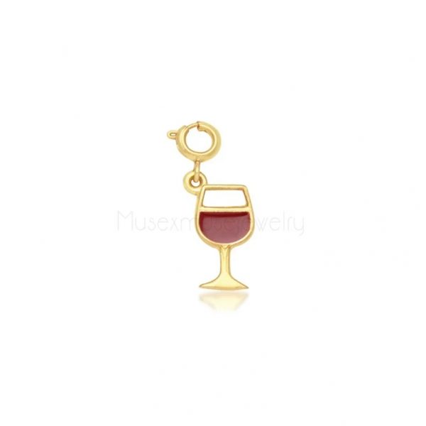 Enamel Handmade Sterling Silver Wine Glass Charms, Silver Wine glass Pendant, Wine glass Charms