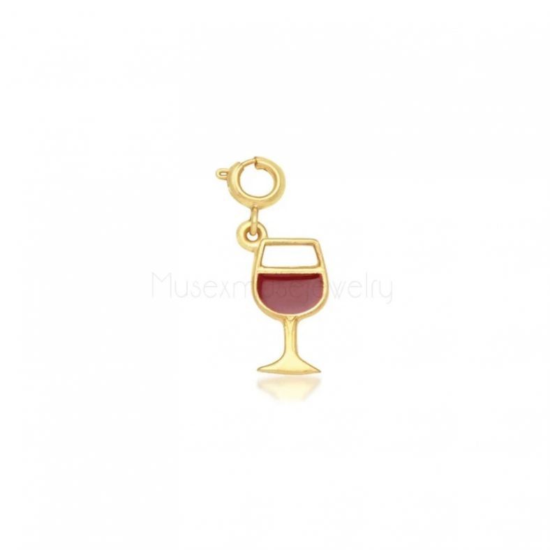 Enamel Handmade Sterling Silver Wine Glass Charms, Silver Wine glass Pendant, Wine glass Charms