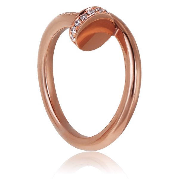 18k Rose Gold .12ct Diamond Nail Ring