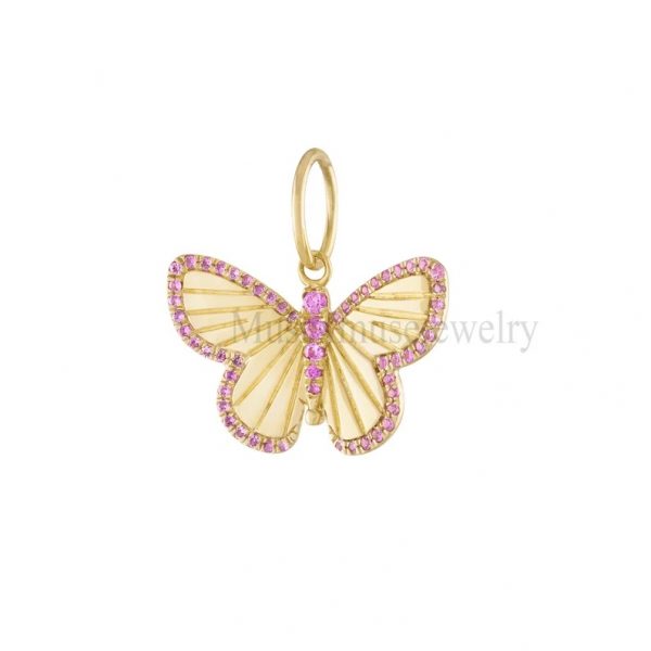 14k Gold Butterfly Pendant Charm, 14k Gold Charms Necklace, Tiny Butterfly Charms, 14k Gold Butterfly Charms, Gold Charms Pendant