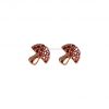 925 Sterling Silver Ruby Mushroom Earrings, Rose Gold Plating Ruby Mushroom Shape Tiny Stud Earrings Jewelry, Ruby Mushroom Earrings