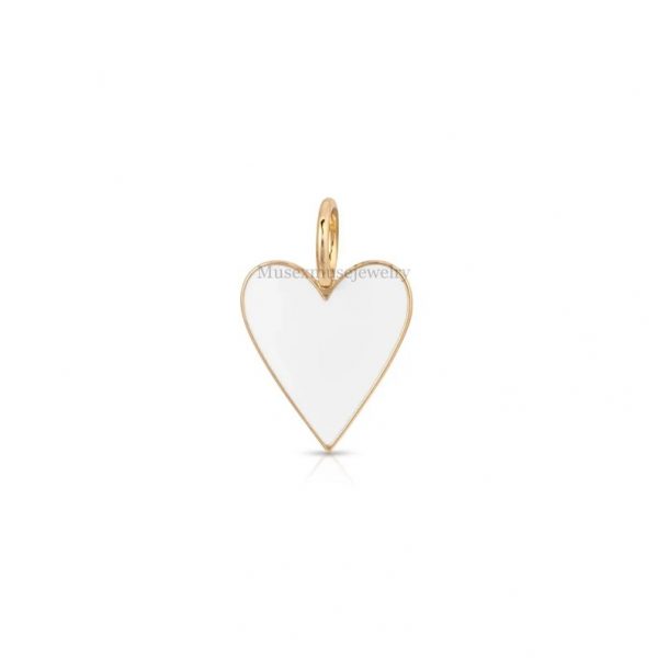 925 Silver Pink Enamel Heart Shape Sterling Silver Pendant Necklace Jewelry, Enamel Heart Pendant