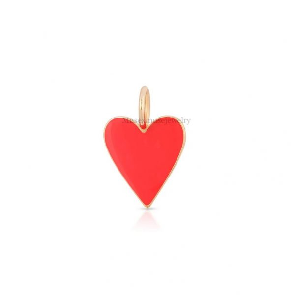 925 Silver Pink Enamel Heart Shape Sterling Silver Pendant Necklace Jewelry, Enamel Heart Pendant