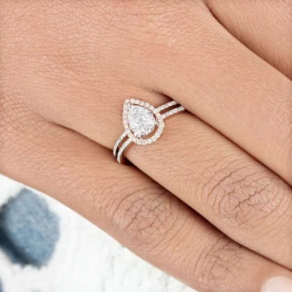 Genuine Certified Pave Diamond Cocktail Ring 14k Solid Rose Gold Fine Jewelry Birthday, Wedding, Anniversary Gift For Your Girl Friend
