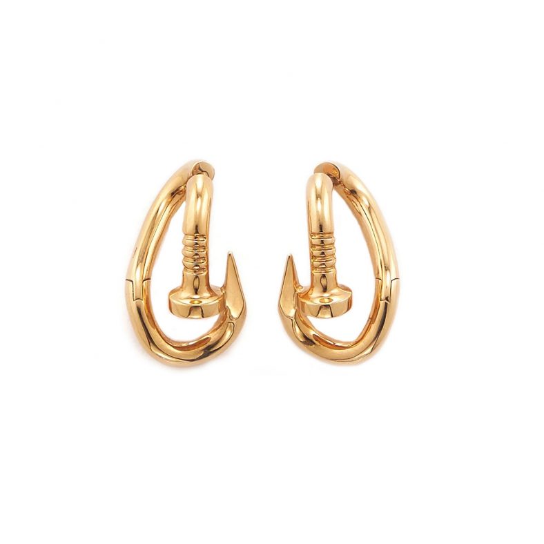 Bent Nail Earrings, Polished 18K Rose Gold