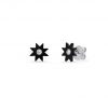 Natural Pave Diamond Black Onyx Star Stud Earrings, Silver Diamond Black Onyx Stud, Diamond Star Stud Earring For Women, Silver Stud Earring
