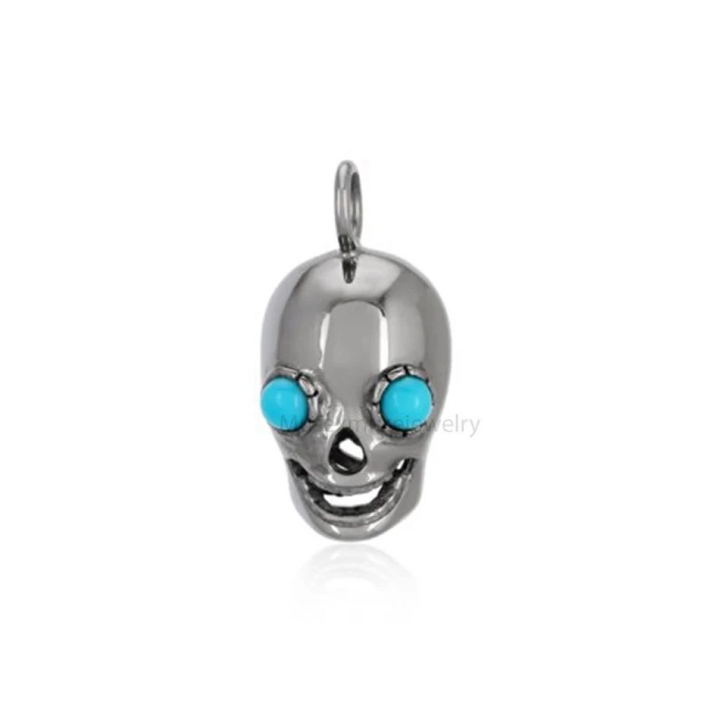 925 Sterling Silver Turquoise Skull Charms Pendant Jewelry, silver Skull Pendant Jewelry, Skull Charm Jewelry