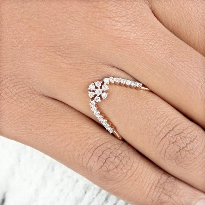 Diamond Designer Ring Rose Gold 14k Special Jewelry Wedding, Birthday, Thanksgiving Gift For Women's