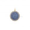 Natural Pave Diamond Sapphire Disc Handmade Sterling Silver Pendant Necklace Jewelry, Disc Pendant, Diamond Pendant Jewelry
