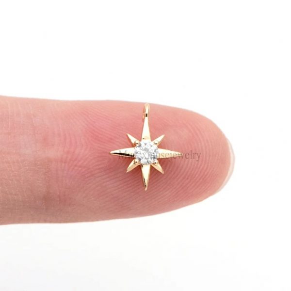 925 Sterling Silver Handmade Tiny Star Charm Pendant, Cubic Zircon Star Charms, Star Charm Pendant Jewelry, Silver Charms