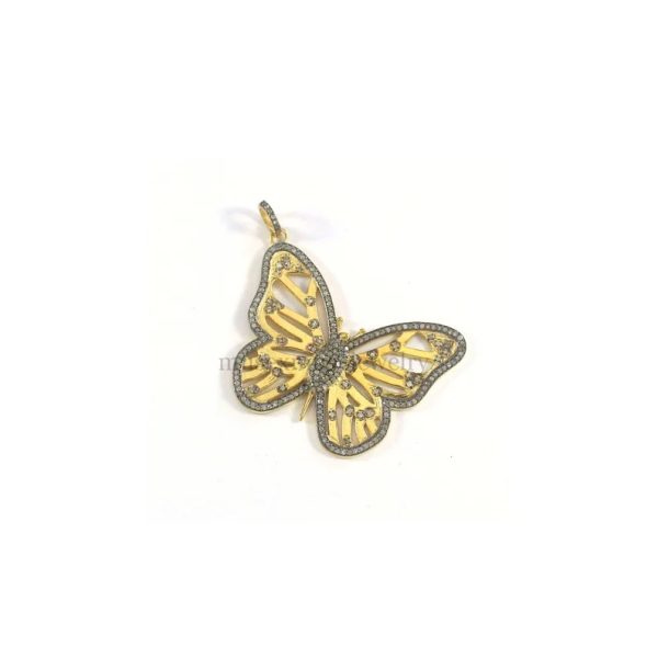 Pave Diamond Butterfly Designer Pendant 925 Sterling Silver Fine Jewelry, Pave Diamond Butterfly Pendant