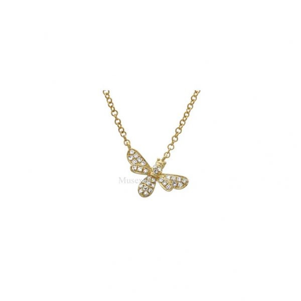 14k Gold Floating Bee Diamond Charm Necklace, 14k Gold Floating Bee Diamond Charms, Diamond Bee Charms Pendant necklace, 14k Gold Charms