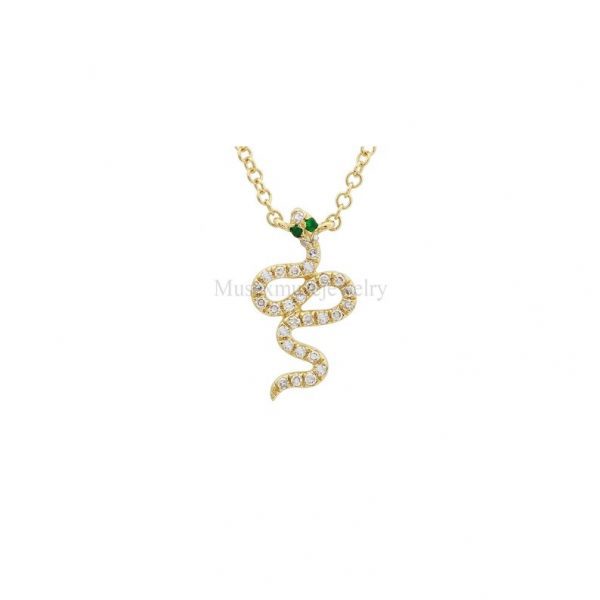 14k Gold Snake Diamond Charm Pendant Necklace, 14k Gold Snake Diamond Charms, Snake Charms Pendant necklace, 14k Gold Charms